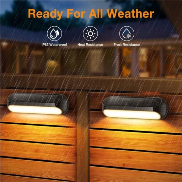 Solar Deck Lights Outdoor RGB Fence Step Wall Yard Waterproof LED Color Changing - Picture 5 of 7